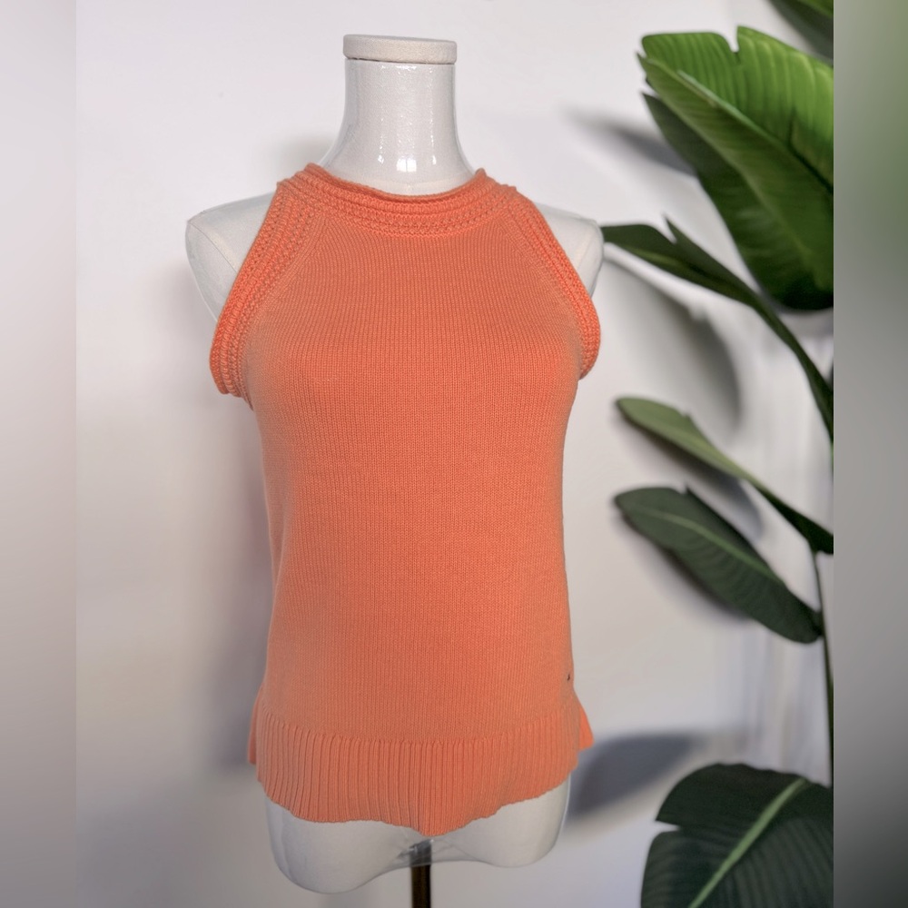 Tommy Hilfiger Orange Sleeveless Knit Top 100% cotton